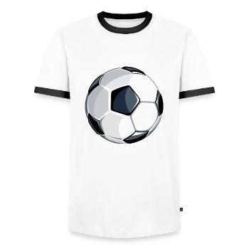 Fußball Soccer - Männer Kontrast-T-Shirt - Weiß/Schwarz - Vorne - AI Model Female 172 light (172cm) & AI Model Male 178 dark (178cm)