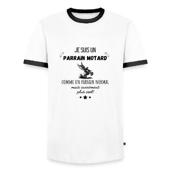 parrain motard cool - T-shirt contrasté Homme - blanc/noir - Devant - AI Model Female 172 light (172cm) & AI Model Male 178 dark (178cm)