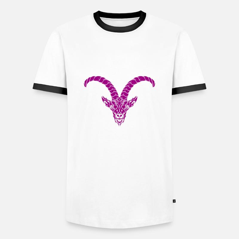 Steinbock - Männer Kontrast-T-Shirt - Weiß/Schwarz