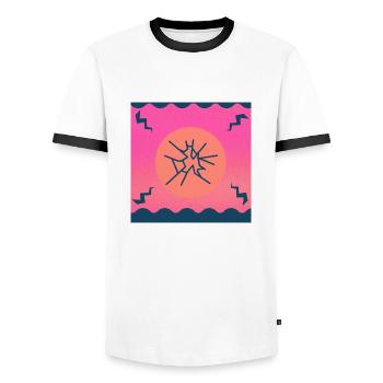 Sun with broken glass - Men's Ringer Shirt - white/black - Front - AI Model Female 172 light (172cm) & AI Model Male 178 dark (178cm)