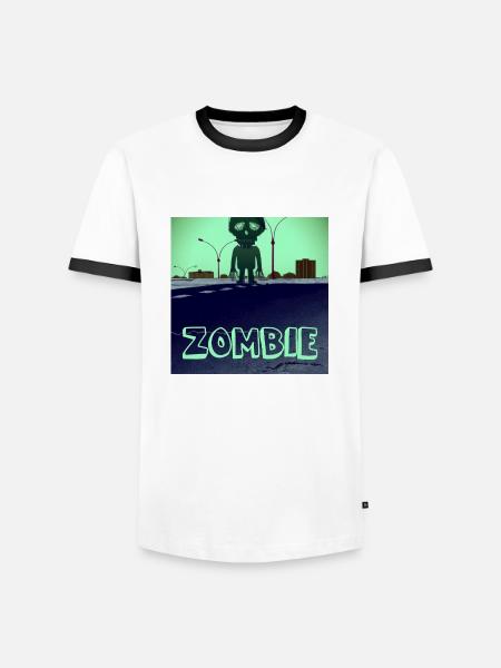 Surreales Zombiedesign - Männer Kontrast-T-Shirt - Weiß/Schwarz