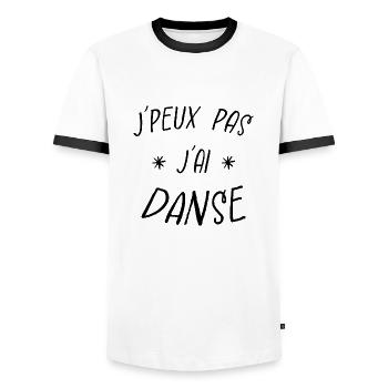 j'peux pas j'ai danse - T-shirt contrasté Homme - blanc/noir - Devant - AI Model Female 172 light (172cm) & AI Model Male 178 dark (178cm)