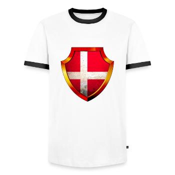 Denmark Copenhagen Danish Scandinavian Flag Nordic - Men's Ringer Shirt - white/black - Front - AI Model Female 172 light (172cm) & AI Model Male 178 dark (178cm)