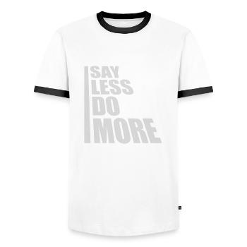 say less do more - Männer Kontrast-T-Shirt - Weiß/Schwarz - Vorne - AI Model Female 172 light (172cm) & AI Model Male 178 dark (178cm)