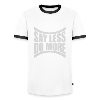 say less do more - Männer Kontrast-T-Shirt - Weiß/Schwarz - Vorne - AI Model Female 172 light (172cm) & AI Model Male 178 dark (178cm)