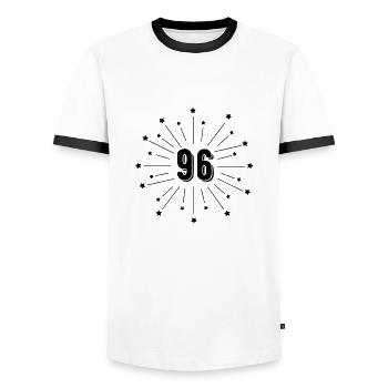 96. Sterngeburtstag - Geschenk 96 Jahre - Männer Kontrast-T-Shirt - Weiß/Schwarz - Vorne - AI Model Female 172 light (172cm) & AI Model Male 178 dark (178cm)