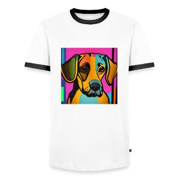 Chien Pop Art - T-shirt contrasté Homme - blanc/noir - Devant - AI Model Female 172 light (172cm) & AI Model Male 178 dark (178cm)
