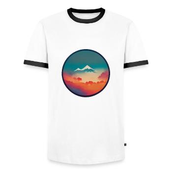 Button View of a Stunning Mountain Landscape - Männer Kontrast-T-Shirt - Weiß/Schwarz - Vorne - AI Model Female 172 light (172cm) & AI Model Male 178 dark (178cm)