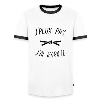 j'peux pas j'ai karaté - T-shirt contrasté Homme - blanc/noir - Devant - AI Model Female 172 light (172cm) & AI Model Male 178 dark (178cm)