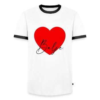 i Love Balje - Männer Kontrast-T-Shirt - Weiß/Schwarz - Vorne - AI Model Female 172 light (172cm) & AI Model Male 178 dark (178cm)