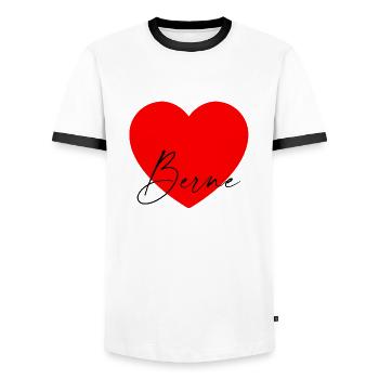 i Love Berne - Männer Kontrast-T-Shirt - Weiß/Schwarz - Vorne - AI Model Female 172 light (172cm) & AI Model Male 178 dark (178cm)
