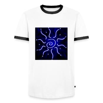 SOLEIL CHAUD ÉLECTRIQUE - T-shirt contrasté Homme - blanc/noir - Devant - AI Model Female 172 light (172cm) & AI Model Male 178 dark (178cm)