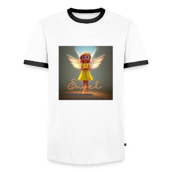 Engelchen nachhaltiges Oberteil für Kinder - Männer Kontrast-T-Shirt - Weiß/Schwarz - Vorne - AI Model Female 172 light (172cm) & AI Model Male 178 dark (178cm)
