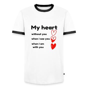 My Heart Valentine's Day - Men's Ringer Shirt - white/black - Front - AI Model Female 172 light (172cm) & AI Model Male 178 dark (178cm)
