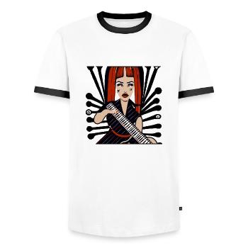 Music Girl - Men's Ringer Shirt - white/black - Front - AI Model Female 172 light (172cm) & AI Model Male 178 dark (178cm)
