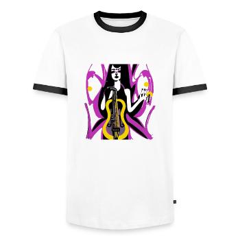 Music Girl - Men's Ringer Shirt - white/black - Front - AI Model Female 172 light (172cm) & AI Model Male 178 dark (178cm)