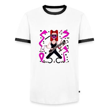 Music Girl - Men's Ringer Shirt - white/black - Front - AI Model Female 172 light (172cm) & AI Model Male 178 dark (178cm)