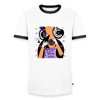 Music Girl - Men's Ringer Shirt - white/black - Front - AI Model Female 172 light (172cm) & AI Model Male 178 dark (178cm)