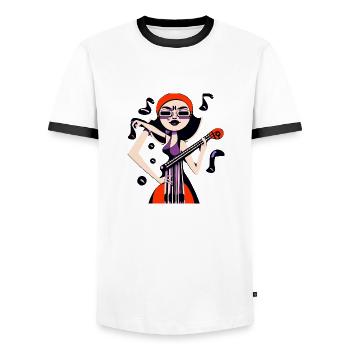 Music Girl - Men's Ringer Shirt - white/black - Front - AI Model Female 172 light (172cm) & AI Model Male 178 dark (178cm)