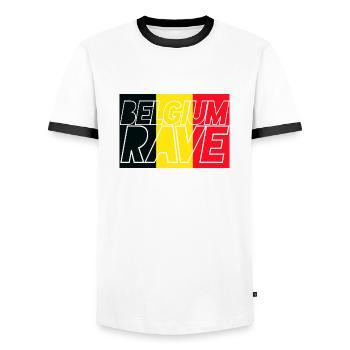 belgium rave cadeau - T-shirt contrasté Homme - blanc/noir - Devant - AI Model Female 172 light (172cm) & AI Model Male 178 dark (178cm)