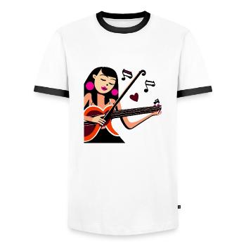 Music Girl - Men's Ringer Shirt - white/black - Front - AI Model Female 172 light (172cm) & AI Model Male 178 dark (178cm)