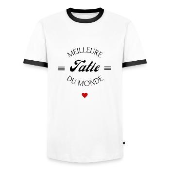 meilleure tatie du monde - T-shirt contrasté Homme - blanc/noir - Devant - AI Model Female 172 light (172cm) & AI Model Male 178 dark (178cm)