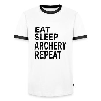 Eat sleep archery repeat for archery lovers - Men's Ringer Shirt - white/black - Front - AI Model Female 172 light (172cm) & AI Model Male 178 dark (178cm)