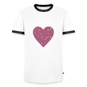 Herz - Männer Kontrast-T-Shirt - Weiß/Schwarz - Vorne - AI Model Female 172 light (172cm) & AI Model Male 178 dark (178cm)