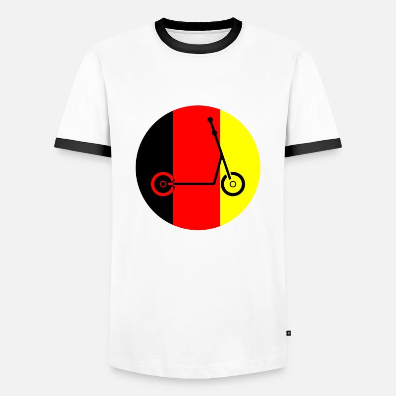 E-Scooter E-Roller Scooter - Männer Kontrast-T-Shirt - Weiß/Schwarz