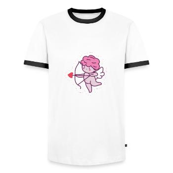 Valentine - Men's Ringer Shirt - white/black - Front - AI Model Female 172 light (172cm) & AI Model Male 178 dark (178cm)