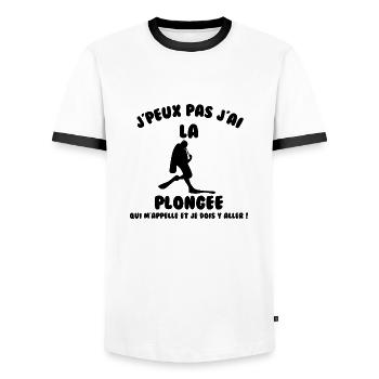 J’peux pas j’ai plongée - T-shirt contrasté Homme - blanc/noir - Devant - AI Model Female 172 light (172cm) & AI Model Male 178 dark (178cm)