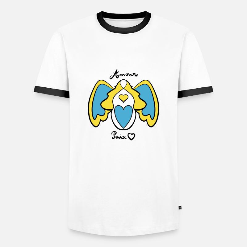 Engel Frieden - Männer Kontrast-T-Shirt - Weiß/Schwarz