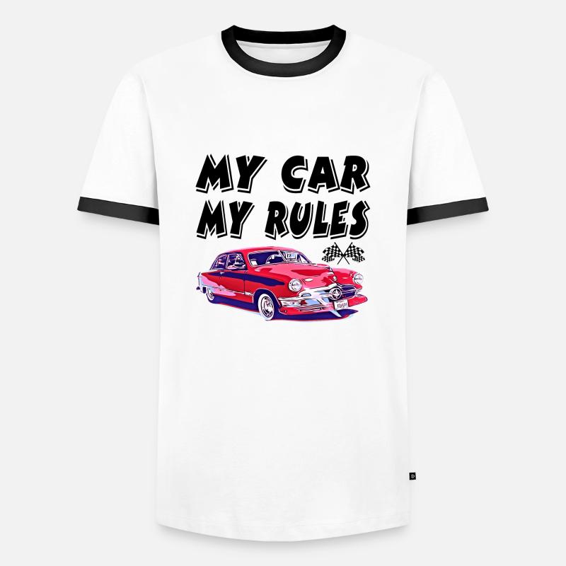 Auto - Männer Kontrast-T-Shirt - Weiß/Schwarz