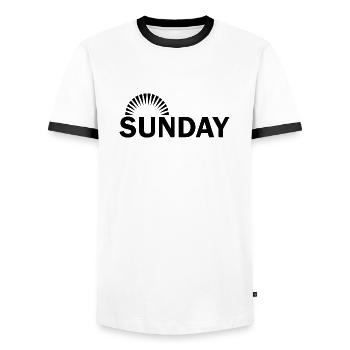Biking Running Marathon Triathlon Bike - Men's Ringer Shirt - white/black - Front - AI Model Female 172 light (172cm) & AI Model Male 178 dark (178cm)