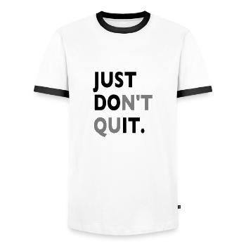 JUST DO IT - Männer Kontrast-T-Shirt - Weiß/Schwarz - Vorne - AI Model Female 172 light (172cm) & AI Model Male 178 dark (178cm)