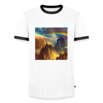 Arc en ciel sur montagne - T-shirt contrasté Homme - blanc/noir - Devant - AI Model Female 172 light (172cm) & AI Model Male 178 dark (178cm)