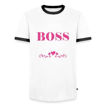 Boss Queen Gift Women Girls Lady - Men's Ringer Shirt - white/black - Front - AI Model Female 172 light (172cm) & AI Model Male 178 dark (178cm)