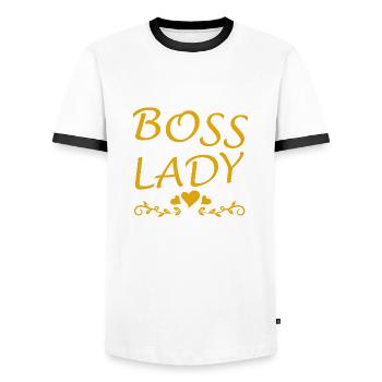 Boss Queen Gift Women Girls Lady - Men's Ringer Shirt - white/black - Front - AI Model Female 172 light (172cm) & AI Model Male 178 dark (178cm)