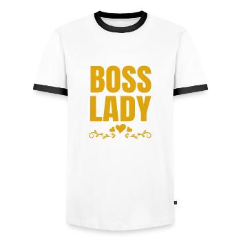 Boss Queen Gift Women Girls Lady - Men's Ringer Shirt - white/black - Front - AI Model Female 172 light (172cm) & AI Model Male 178 dark (178cm)