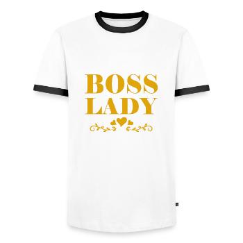 Boss Queen Gift Women Girls Lady - Men's Ringer Shirt - white/black - Front - AI Model Female 172 light (172cm) & AI Model Male 178 dark (178cm)