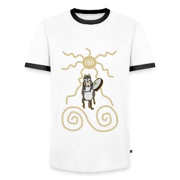 Mouton chaman - T-shirt contrasté Homme - blanc/noir - Devant - AI Model Female 172 light (172cm) & AI Model Male 178 dark (178cm)