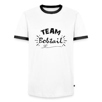 Team bobtail, idée cadeau pour amis des chiens - T-shirt contrasté Homme - blanc/noir - Devant - AI Model Female 172 light (172cm) & AI Model Male 178 dark (178cm)