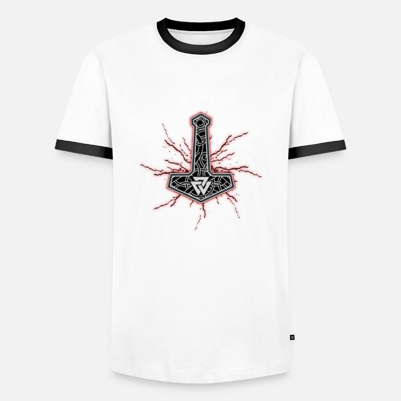 Mjölnir - Männer Kontrast-T-Shirt - Weiß/Schwarz