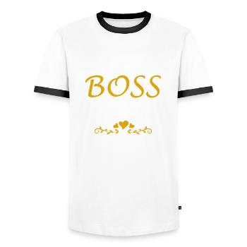 Boss Queen Lady Ladies Gift - Men's Ringer Shirt - white/black - Front - AI Model Female 172 light (172cm) & AI Model Male 178 dark (178cm)