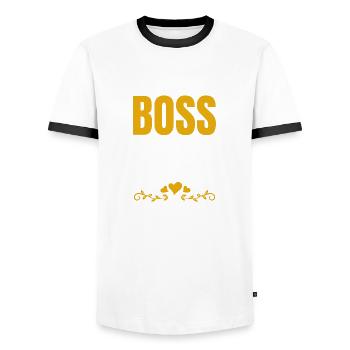 Boss Queen Lady Ladies Gift - Men's Ringer Shirt - white/black - Front - AI Model Female 172 light (172cm) & AI Model Male 178 dark (178cm)