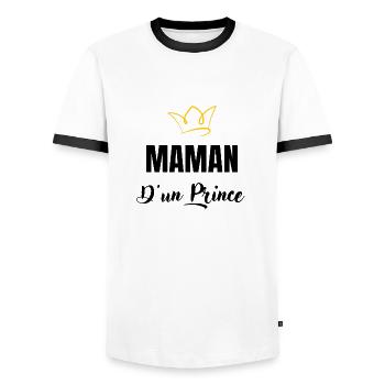 maman d'un prince - T-shirt contrasté Homme - blanc/noir - Devant - AI Model Female 172 light (172cm) & AI Model Male 178 dark (178cm)