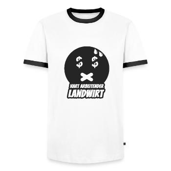 Hart arbeitender Landwirt - Männer Kontrast-T-Shirt - Weiß/Schwarz - Vorne - AI Model Female 172 light (172cm) & AI Model Male 178 dark (178cm)