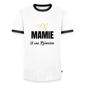 mamie d'une princesse - T-shirt contrasté Homme - blanc/noir - Devant - AI Model Female 172 light (172cm) & AI Model Male 178 dark (178cm)