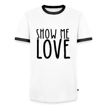 Music Dance House Show Me Love Gift - Men's Ringer Shirt - white/black - Front - AI Model Female 172 light (172cm) & AI Model Male 178 dark (178cm)