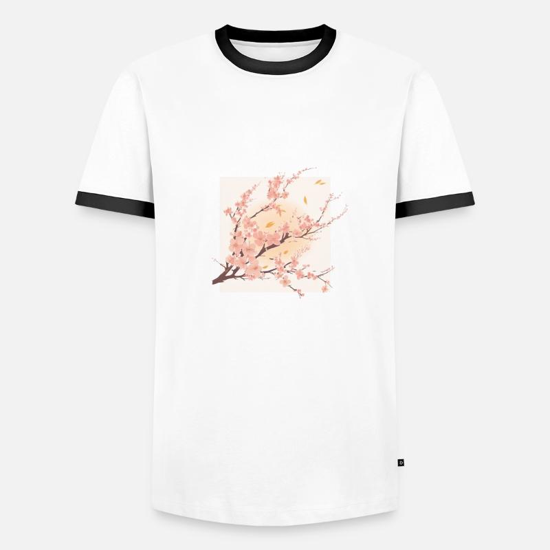 Sakura blüht - Männer Kontrast-T-Shirt - Weiß/Schwarz